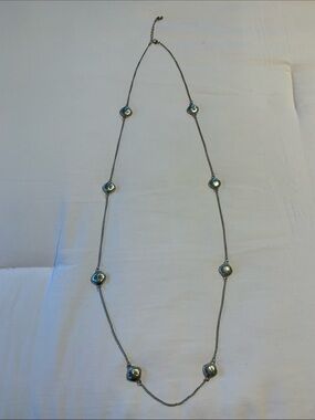 belk Silver-Tone Necklace with Blue Station Beads - Women Jewelry